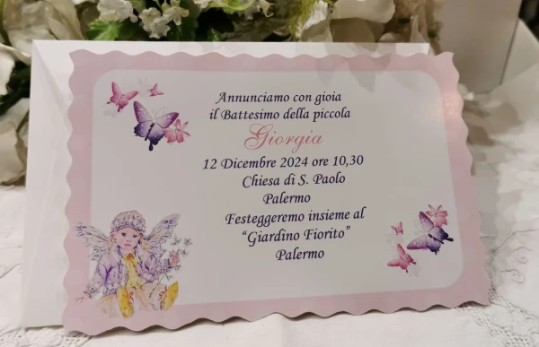 Invito Santo Battesimo per la Madrina Farfalle