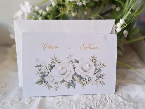 Partecipazione Matrimonio fiori bianchi