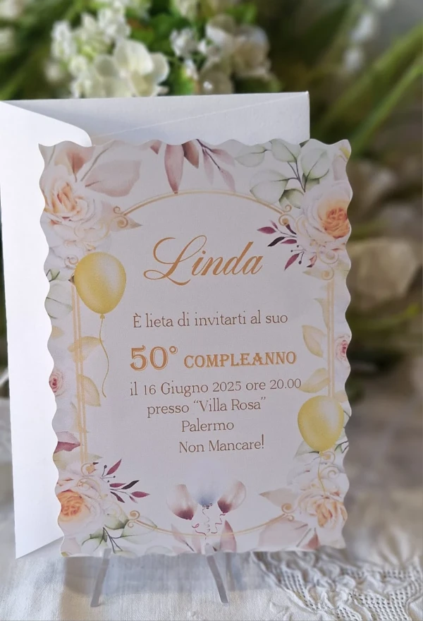 Invito 50 Anni Donna fiori gialli