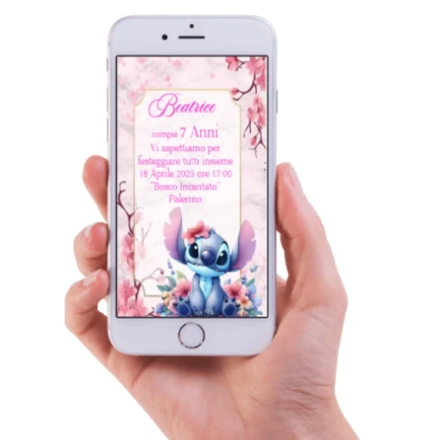 Invito Digitale Compleanno bambina Stitch